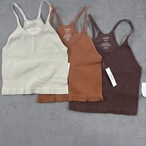 Ododos Ribbed Brown Racerback Tank Top Sz XL/XXL Crop Tank Top